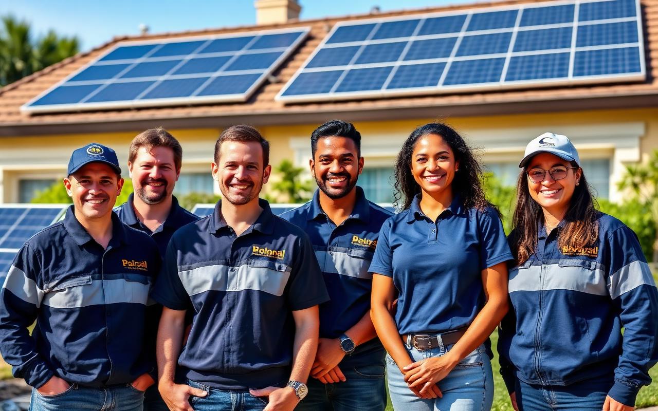 FixedBills team in front of a solar-powered California home